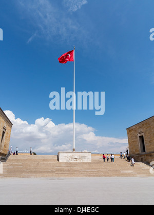 Turkish flag at the mausoleum to Kemal Ataturk near Ankara, Turkey Stock Photo