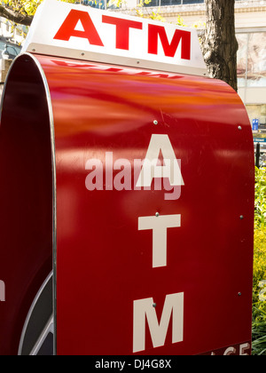 Outdoor Stand-alone ATM Machine, NYC Stock Photo