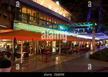 Cafe/Restaurants and The London Eye, The Southbank, London, England Stock Photo