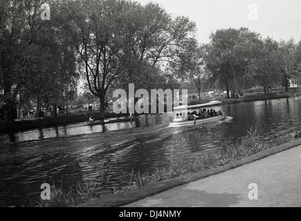 Historical picture from 1960s showing a river cruise. Stock Photo