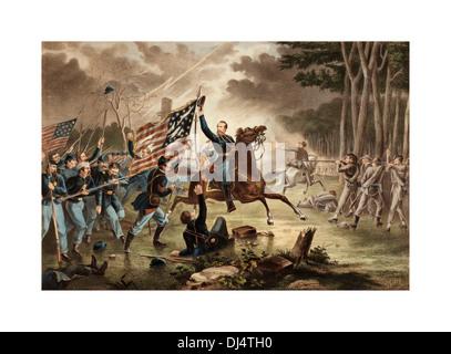 American Civil War 1861-1865 Oil on canvas General Kearney battle of Chantilly 1862 where confederate army won the day Stock Photo