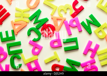 Colorful alphabet letters on a magnet Stock Photo