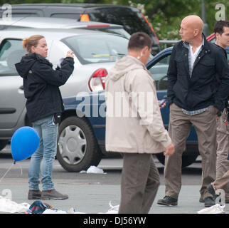 Bruce Willis filming scenes for his new movie 'A Good Day to Die Hard' in Budapest Hungary, Budapest - 02.06.12 Stock Photo