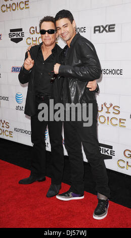 Jean-Claude Van Damme and Kristopher Van Damme Spike TV's 2012 'Guys Choice' held at Sony Studios - Arrivals Culver City, California - 02.06.12 Stock Photo