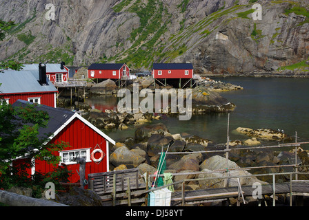 Rorbuer in Nusfjord Stock Photo