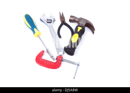 Set of tools isolated on a white background Stock Photo
