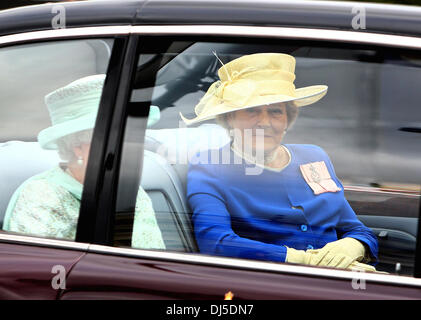 Queen Elizabeth II and Diana Marion, The Lady Farnham, in place of the Duke of Edinburgh,  on route to the Queen's Diamond Jubilee thanksgiving service at St. Paul's Cathedral  London, England - 05.06.12 Stock Photo