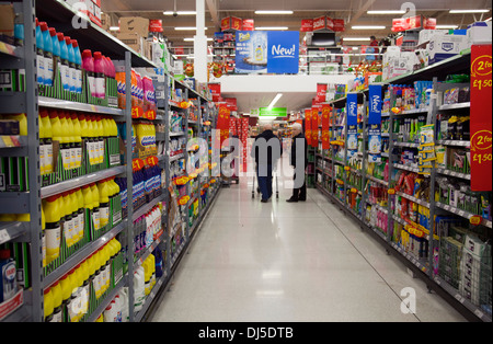 Asda Aisle of Cleaning Detergents in Wandsworth - London UK Stock Photo