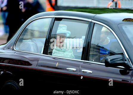 Queen Elizabeth II and Diana Marion, The Lady Farnham, in place of the Duke of Edinburgh, on route to the Queen's Diamond Jubilee thanksgiving service at St. Paul's Cathedral London, England - 05.06.12 **Not Available for Publication in France.  Available for Publication in the Rest of the World** Credit Mandatory: Zak Hussein/WENN.com Stock Photo