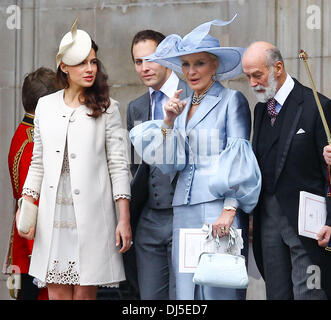 Princess Michael of Kent with Lord Freddie Windsor and his wife Sophie leaving the Queen's Diamond Jubilee thanksgiving service at St. Paul's Cathedral London, England - 05.06.12 Stock Photo