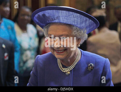 Britain's Queen Elizabeth II, talks with dignitaries at a reception prior to a lunch with Commonwealth Nations Heads  of Government and representatives of the Commonwealth nations, London, England - 06.06.12