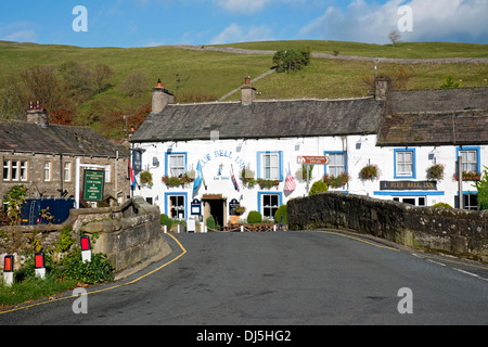 Blue Bell Inn village pub in winter Kettlewell Wharfedale Yorkshire Dales National Park England UK United Kingdom GB Great Britain Stock Photo