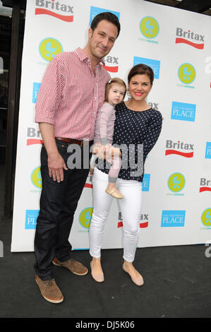 Tiffani Thiessen, husband Brady Smith, Harper Smith 2012 Baby Buggy Bedtime Bash held at the Victorian Gardens at the Wollman Rink in Central Park New York City, USA - 06.06.12 Stock Photo