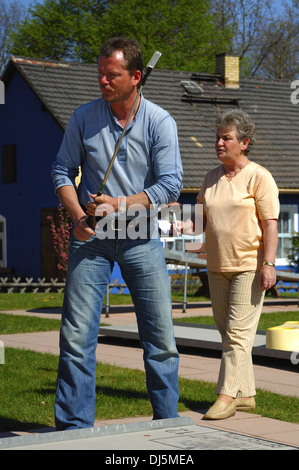 On a mini-golf course Stock Photo