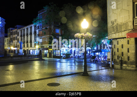 Funchal town on Madeira by night. Funchal, Madeita Island, Portugal Stock Photo