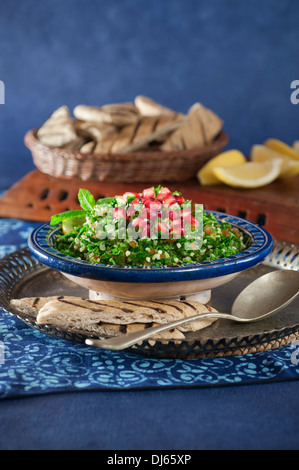 Tabbouleh. Parsley, mint and bulgur wheat salad Stock Photo