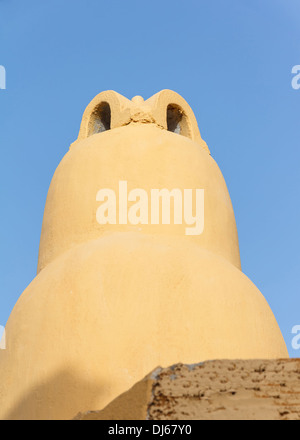 Typical traditional cycladic style chimney on top of roof in Santorini, Greece Stock Photo