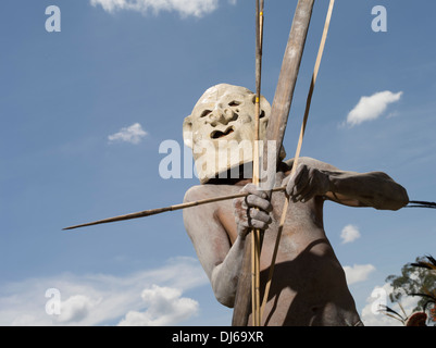 Asaro Mudmen Singsing Group, Daulo District, Eastern Highlands Province - Goroka Show Papua New Guinea Stock Photo