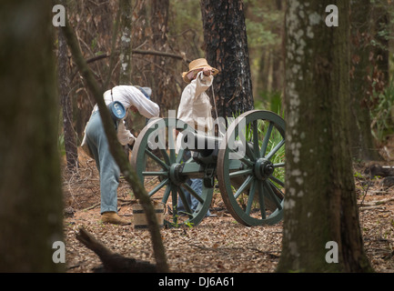 US soldiers recreating the 2nd Seminole War during Native American Festival at Oleno State Park in North Florida. Stock Photo