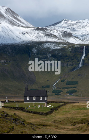 Budirkirkja Alpine mountains, winter, east of Budir, Snaefellsnes Peninsula, Iceland, Europe Stock Photo