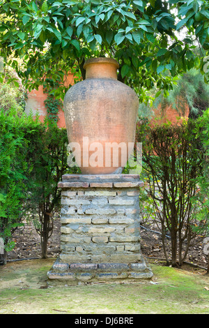Terracotta garden urn Stock Photo
