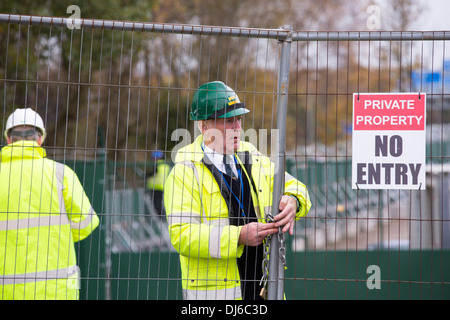 A site on Chat Moss in Manchester that has been given planning permission for fracking and coal bed methane mining, Manchester, Stock Photo