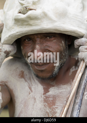 Asaro Mudmen Singsing Group, Daulo District, Eastern Highlands Province - Goroka Show Papua New Guinea Stock Photo