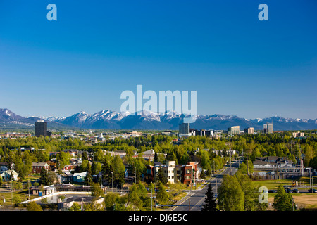 View Of The Midtown Anchorage, With The Chugach Mountains In