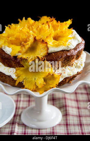 Delicious homemade pineapple cake or Hummingbird Cake with Cheese Frosting Cream Stock Photo