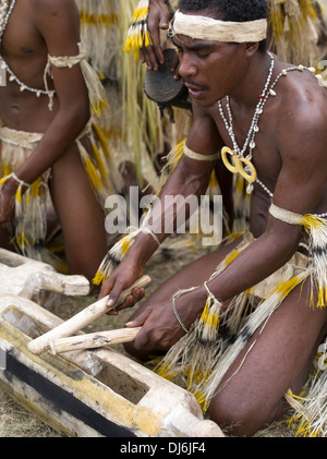 Drummers from Ramu Culture Group - Goroka Show, Papua New Guinea Stock Photo