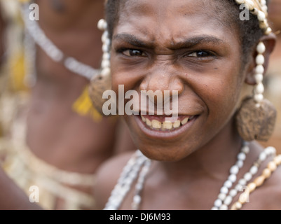 Boy of the Ramu Culture Group - Goroka Show, Papua New Guinea Stock Photo