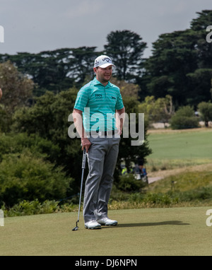 Adam Scott World champion Golfer portrait, profile and playing at Royal Melbourne golf club in the Handa World Cup with Day Stock Photo