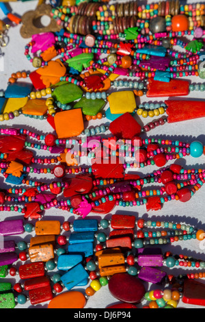 South Africa, Franschhoek. African Beaded Necklaces for Sale. Stock Photo