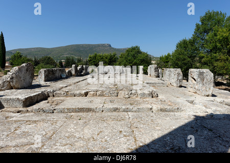 Cella of the the Temple of Zeus in the centre of the Sanctuary of Zeus at Nemea Peloponnese Greece.