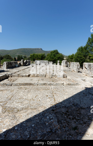 Cella of the the Temple of Zeus in the centre of the Sanctuary of Zeus at Nemea Peloponnese Greece. Stock Photo