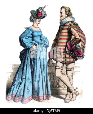 German nobleman and lady 17th century Stock Photo