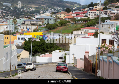 South Africa, Cape Town. Upper Levels of Bo-kaap, Cape Town's Muslim Neighborhood. Stock Photo