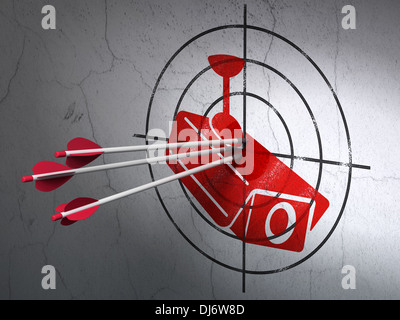 Protection concept: arrows in Cctv Camera target on wall Stock Photo