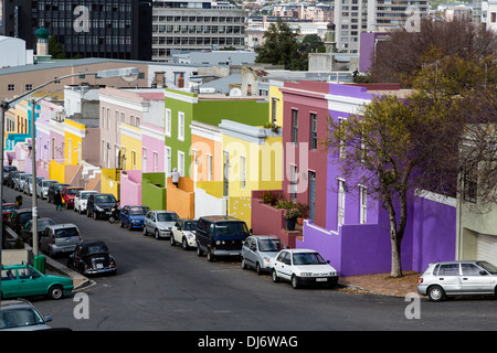 South Africa, Cape Town. Street Scene in Bo-kaap, Cape Town's Historic Muslim Neighborhood. Stock Photo