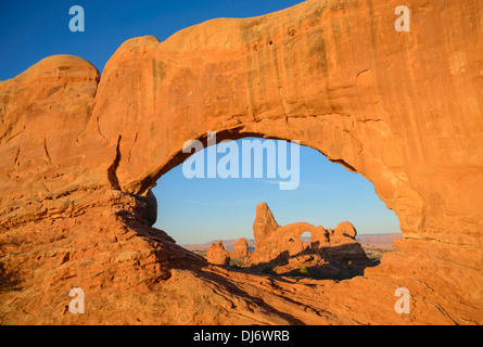 North Window and Turret Arch at sunrise in Arches National Park Utah ...