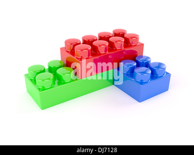 3d render of plastic toy blocks on white background Stock Photo