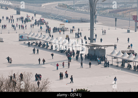 People in Olympic Green - Olympic Park in Beijing, China Stock Photo