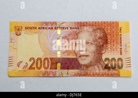 South Africa, Currency Showing Nelson Mandela. Two Hundred Rand. Stock Photo