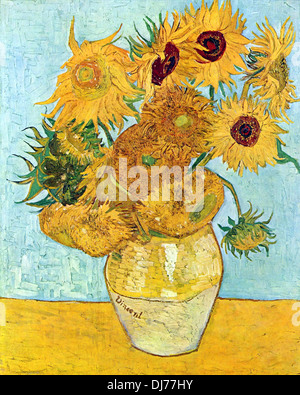 Vase with 12 sunflowers by Vincent van Gogh Stock Photo