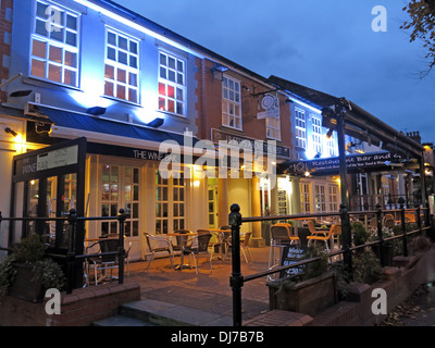 Wine bars Restaurants Stockton Heath Warrington at dusk England UK