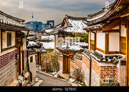 Seoul, South Korea at the Bukchon Hanok historic district. Stock Photo