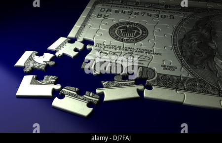 Incomplete Dollar Puzzle (high resolution computer generated image) Stock Photo