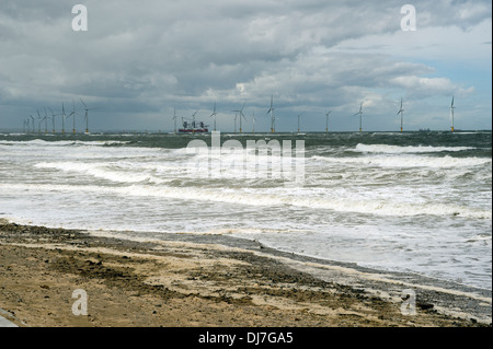 Off shore wind turbines, Redcar, UK Stock Photo