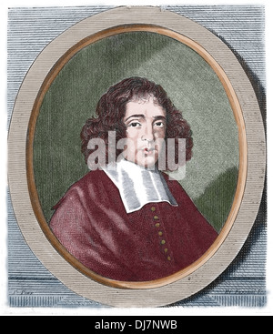 Baruch Spinoza (1632-1677). Dutch philosopher. Engraving by E. Fessard. Copy, 19th century. Stock Photo