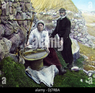 Isle of Skye - grinding corn - Victorian period Stock Photo